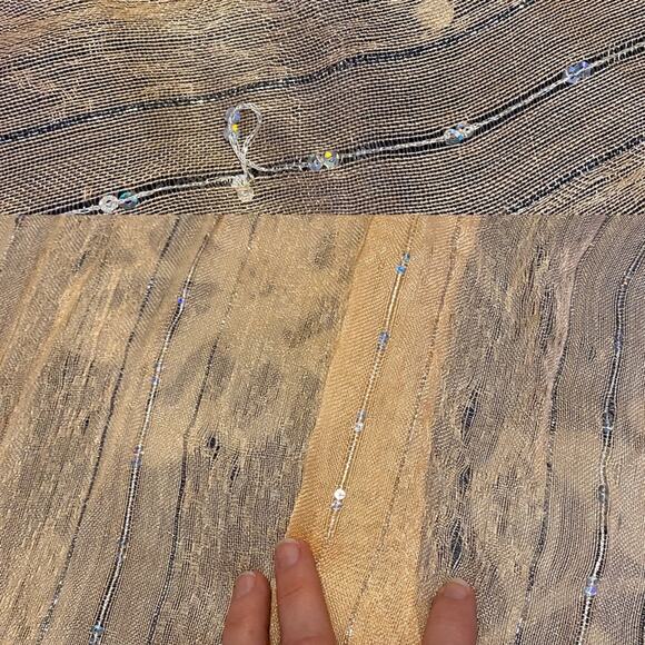 Embellished Scarf Peach and Silver Trim - Picture 8 of 8